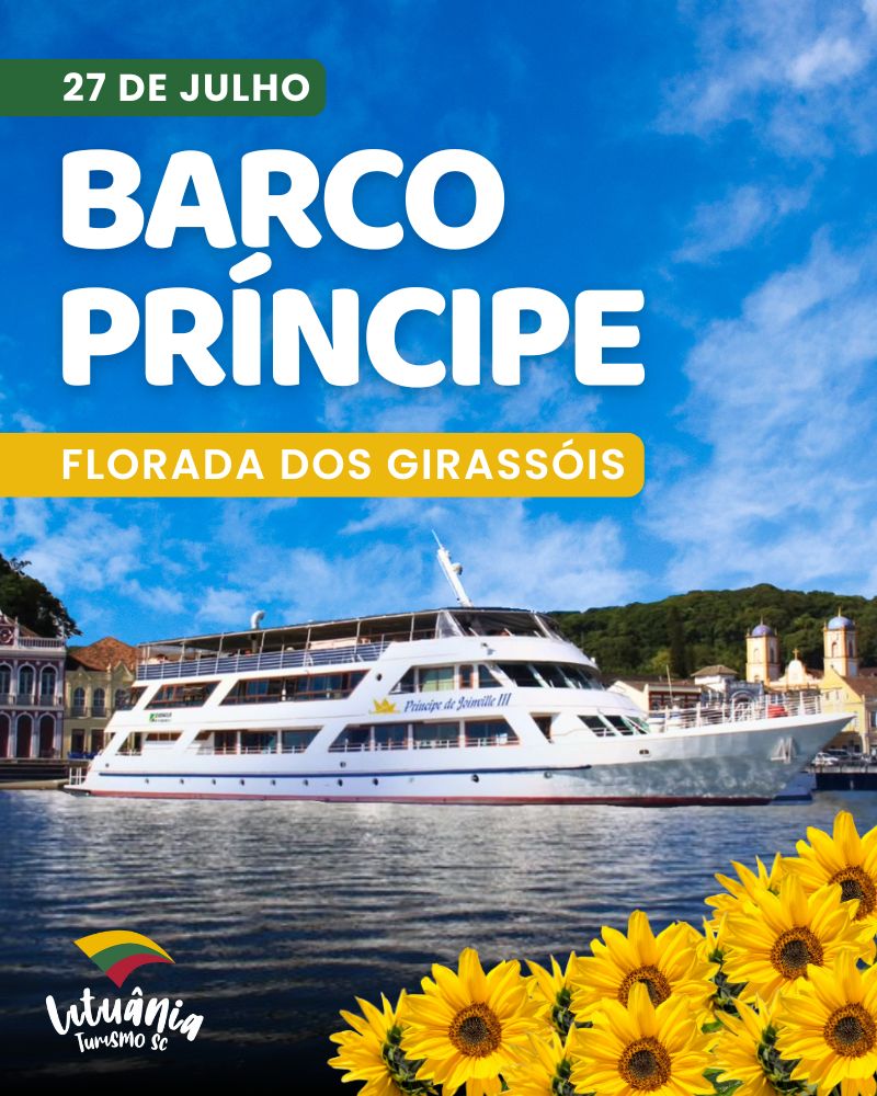 Barco Príncipe com florada dos girassóis